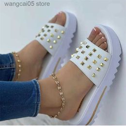 Slippers Summer 2023 Women's Slippers Wedges Sandals Fashion Design PU Leather Platform Shoes Woman Casual Outdoor Beach Sandals T230711