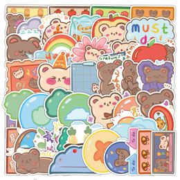 50Pcs Cartoon Brown Bear Stickers Pack Waterproof Vinyl Stickers Non-random for Car Bike Luggage Laptop Skateboard Scrapbook Water Bottle Decal