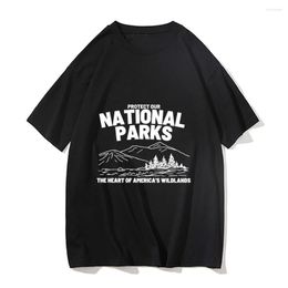 Мужские футболки защищают наши национальные парки в корейском стиле одежда Мужчина 2023 Уличная одежда готика хараджуку