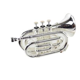 High quality Bb B flat pocket trumpet MTR-500S, palm trumpet instrument, with hard case, mouthpiece, cloth and gloves, silver-plated