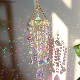 Crystal Wind Chimes Hanging Window Prisms Suncatcher Rainbow Maker Ornament Glass Crystal Jewellery Pendant Home Garden Decoration L230620