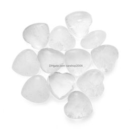 Stone Natural Rock Crystal Ornaments Carved 25X10Mm Heart Chakra Reiki Healing Quartz Mineral Tumbled Gemstones Hand Home Decor Drop Dh5Eg