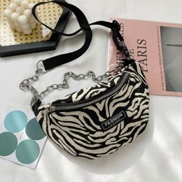 Waist Bags Fashion Canvas Women Shoulder Bag Cute Zebra Print Packs Female Crossbody Chest Pouch Phone Purse 230711