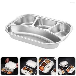 Dinnerware Sets Plate Lid Restaurant Kids Dinner Plates Box Stainless Steel Canteen Lunch Serving Four-divided