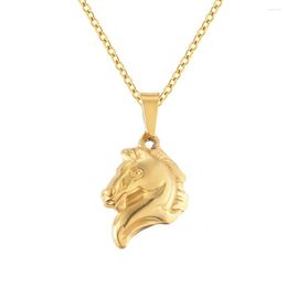 Pendant Necklaces Necklace For Men Unisex Stainkess Steel Chain Animal Horse Gold Colour Neck Collar Jewellery