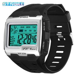 SYNOKE Men's Sports Watch Military Square Digital Watches Male Electronic Clock LED Alarm Waterproof Wristwatch Dropshipping New