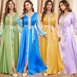 Swimwear Abaya Muslin Women Dress Vneck Kaftan Eid Mubarak Kaftan Dubai Abaya Turkey Muslim Moroccan Caftan Fashion Evening Dress