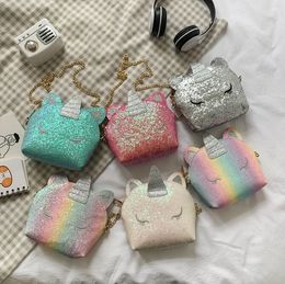 Children sequin handbag cute fashion baby crossbody shoulder bags cartoon coin purse factory supply