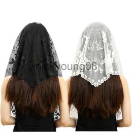 Shawls Womens Lace Flowers Embroidery Catholic Veil Prayer Shawls Elegant Bridal Church Wedding Jerusalem Mass Turban Scarf Headwear x0711