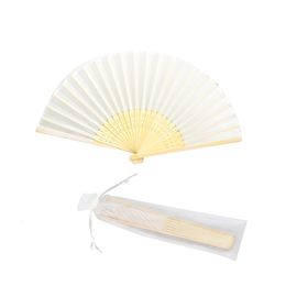 Other Event Party Supplies 50Pcs Personalised Engraved Folding Hand Silk Fan Fold Vintage Fans With Organza Gift bag Customised Wedding Party Favours 230710