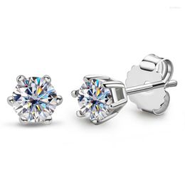 Stud Earrings IOGOU Classic 3mm D Color Real Moissanite Diamond For Women Girls Gift Six Claw Sparkling Fine Jewelry