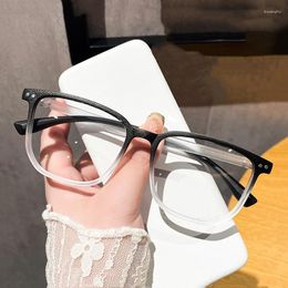 Sunglasses Square Wood Grain Frame Myopia Glasses Trendy Men Women's Clear Lens Eyeglasses Unisex Ultralight Vintage Short Sighted Eyewear