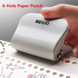 Other Desk Accessories KWtrio 6Hole Paper Punch Handheld Metal Hole Puncher Capacity 6mm for A4 A5 B5 Notebook Scrapbook Diary Binding 99H9 230710