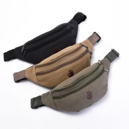 Waist Bags Male Casual Functional Bag fashional canvas purse Creative ok gestures waist package for man Canvas Hip 230711