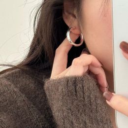 Stud Earrings 2023 Trendy Real 925 Sterling Silver Women Minimalist Smooth Big Circle Fine Jewellery For Woman