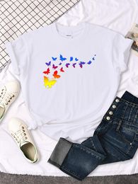 Women's T Shirts Gradient Butterfly Flying Printed Women Tshirt Street Hip Hop Shirt Sport Cool Tops Summer Breathable Female