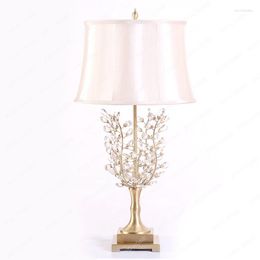 Table Lamps Crystal Flower Tree Copper Lamp Country Living Room Bedroom Bedside Decorative
