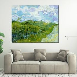 Impressionist Canvas Art Green Wheat Fields 1890 Vincent Van Gogh Oil Painting Handmade Landscape Modern Bedroom Decor
