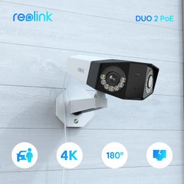 IP Cameras Reolink Duo 2 poe camera 4k Dual Lens outdoor security protection Human Animal Car Detect Security Camera Outdoor CCTV 230712