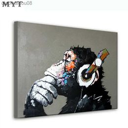 Hand painted oil painting on the canvas gorilla animal decoration wall art living room decoration picture unframed L230704