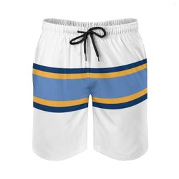 Men's Shorts Navy Gold Blue & White Power Stripe Men's Beach Swim Trunks With Pockets Mesh Lining Surfing Atlanta Atl