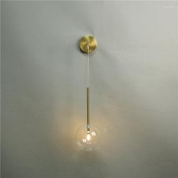 Wall Lamp Modern Clear Glass Ball Lamps Simple Mirror Beside Light Living Room Bedroom Lights For Home Decor Fixtures