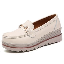 Leather Shoes Casual Spilt Dress Designer Flat Platform Loafers For Women Wedge Sneakers Slip on Ladies Moccasins Zapato