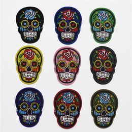 90pcs lot Skull rose Embroidered Applique Iron On Patch design DIY Sew Iron On Patch Badge284d
