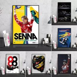 Ayrton Senna F1 Formula Legend Star Champion Race Car Canvas Painting Vintage Poster and Prints Wall Art Picture for Home Dining Room Boys Room Decor w06