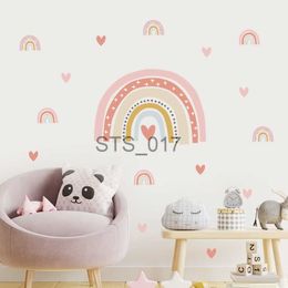 Other Decorative Stickers Boho Pink Sweet Rainbow Hearts Wall Decals Nursery Girls Boys Bedroom Decor Art Sticker Mural Posters Baby Room Home Decoration x0712