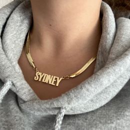 Pendant Necklaces KristenCo Custom Snake chain Necklace Name Necklace Personality Nameplate Necklace Jewellery Gift for Women Mom Girl 230711