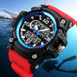 SKMEI Chronograph Sports Watches Men Quartz Three Time LED Digital Watch Military Waterproof Wristwatches Clock Reloj Hombre