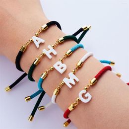 Charm Bracelets 2023 DIY Shell Initial Letter Bracelet For Women Man Adjsutable A-Z Colourful Rope Accessories Couple Jewlery Gifts