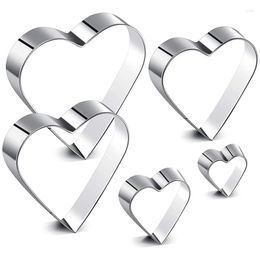Bakeware Tools 5 Pieces Heart Shape Cookie Cutter Set Valentine Stainless Steel Valentine's Day Present