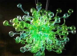 Modern Light Green Long Hanging Chandelier Aesthetic Suspended Lamp Luxury Dining Banquet Ceiling Indoor Decoration