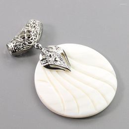 Pendant Necklaces Natural Shell Round Mother Of Pearl For Charms Making Bohemian Style Necklace Women's Jewelry Accessories