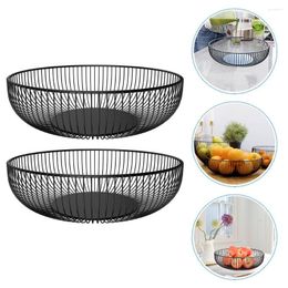 Dinnerware Sets 2pcs Wire Fruit Bowl Basket For Counter Container