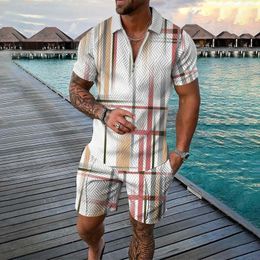 Men's Tracksuits Hawaiian T-Shirts Set Henry Collar T Shirt Short Sleeve Suit Shorts Beach Tropical Hawaiianss Body Sports Chic Tunic