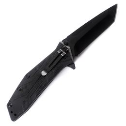 Top Quality KS1990 Assisted Flipper Folding Knife 8Cr13Mov Black Titanium Coating Tanto Blade GRN Handle EDC Pocket Folder Knives with Retail Box