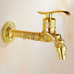 Kitchen Faucets Bidcock Faucet Solid Brass Luxury Gold Dragon Bathroom Washing Machine Faucet Wall Mount Small Water Tap Toilet Pool Garden Tap x0712