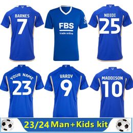 23 24 Leicester 9 Vardy Soccer Jerseys 2023 City Home 8 Tielemans # 10 Maddison 7 Barnes Maillot Foot Shirt Ndidi Iheanacho Ayoze Ndidi Daka Football Uniform men kids kit