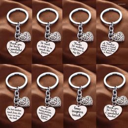 Keychains Hollow Love Heart Charms Appreciation Teachers Keychain Gifts Thank You Teacher Jewellery Keyring Teacher's Day Presents Key Chain