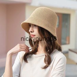 Wide Brim Hats Bucket Hats Wide Brim Hats New Breathable Bucket Hat Women Summer Straw Hats Female Fashion Travel Panama Lady Sunshade Sunscreen Sun Basin Caps G23013