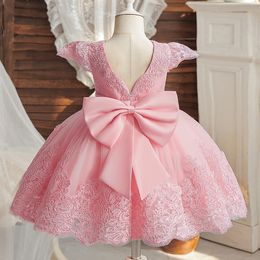 Girl's Dresses Baby Girls Party Dress Backless Elegant Lace Birthday Vestidos Bow Wedding Toddler Kids Princess Dress for 1-5 Y Baby's Clothes 230712