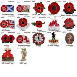 Red Poppy Badges Lest We Forget Pin Enamel Brooch Metal Remember Them Badge All Gave Some 10Pcs241i