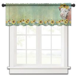 Curtain American Country Style Sunflower Cow Farm Kitchen Curtains Tulle Sheer Short Bedroom Living Room Home Decor Voile Drapes