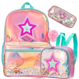 School Bags BIKAB Backpack Girls 16 Inch Sequin With Lunch Box Women Supplies Set