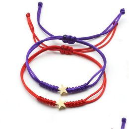 Charm Bracelets Handmade Star Bracelet Women Men Lucky Five Pointed Red String Braided Adjustable Couple Friendship Jewellery Drop Deli Dhwui