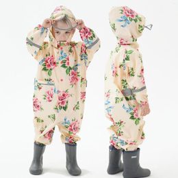 Coat Unisex Kids Floral Printed Long Sleeve Hooded Jackets Waterproof Raincoat For Toddler Infant Baby Girls Boys Poncho#g4