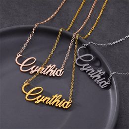 Pendant Necklaces Personalized Custom Name Necklaces Gold Color Stainless Steel Nameplate Necklace Pendant for Women Girls Jewelry Unique Gifts 230711